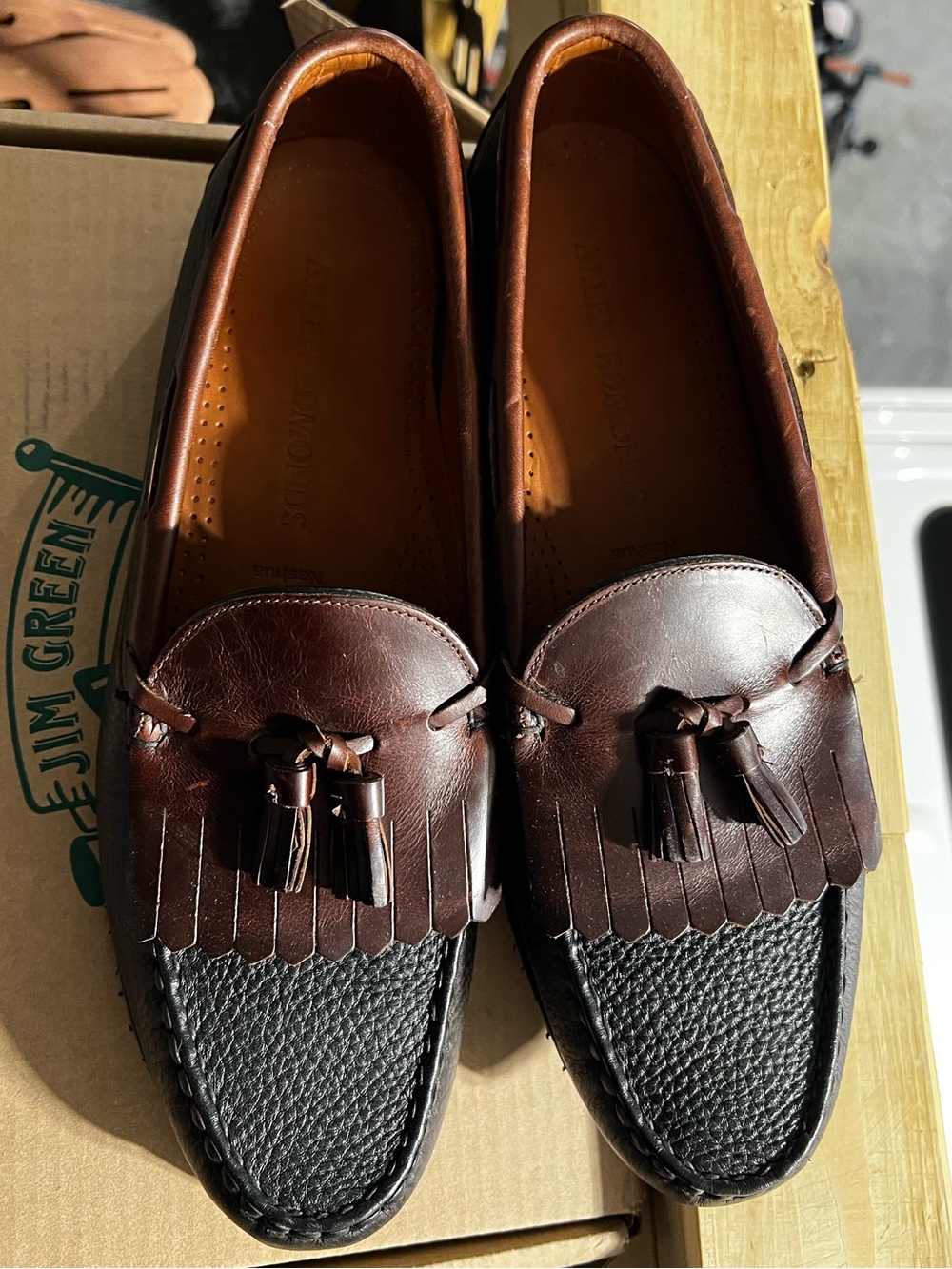 Allen Edmonds Nashua Brown Leather Tassel Kiltie Loafers Men New US13B